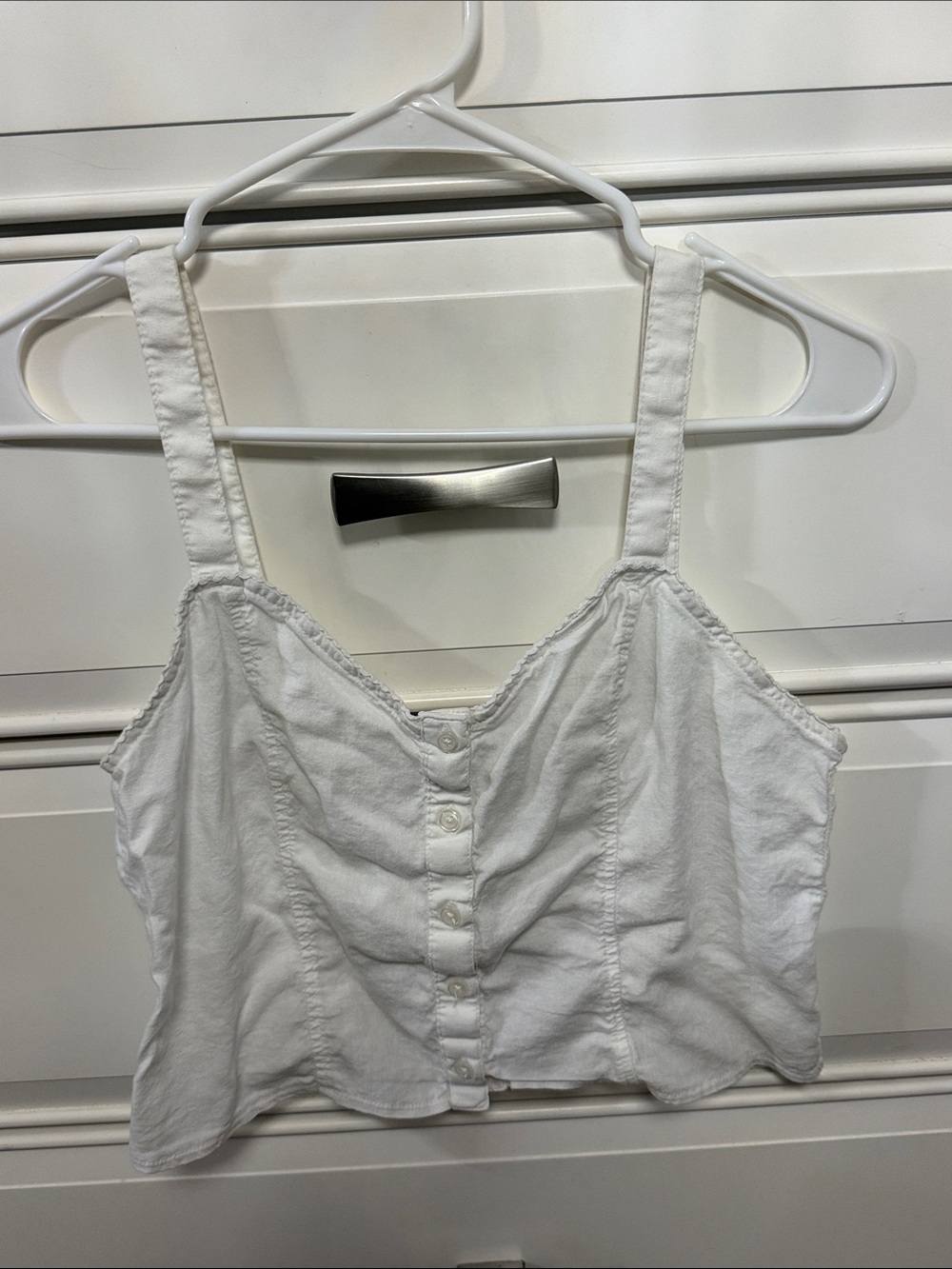 Brandy Melville White Button-Front Crop Camisole
